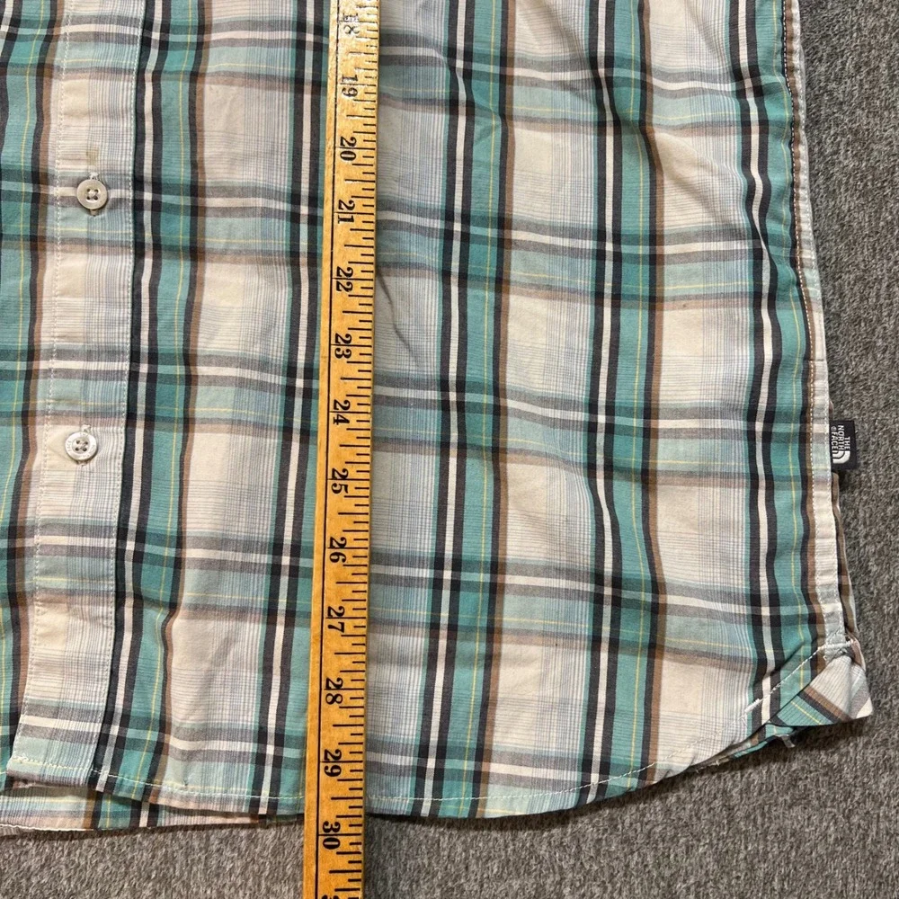 The North Face Mens Plaid Short Sleeve Button Down Shirt‎ Teal Brown XL 146